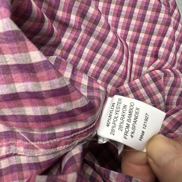 Johnnie-O Shirt Mens XL Pink Plaid Prep-Formance Button Long Sleeve Nylon Bamboo - Picture 6 of 9
